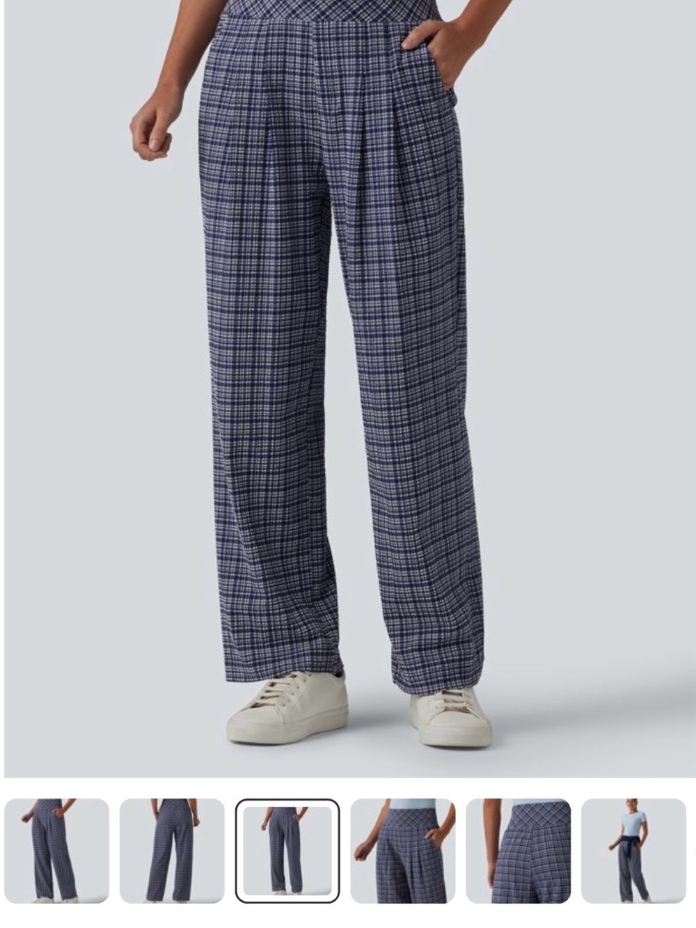 Halara Quick Dry High Waisted Plaid Crinkle Straight Leg Pants